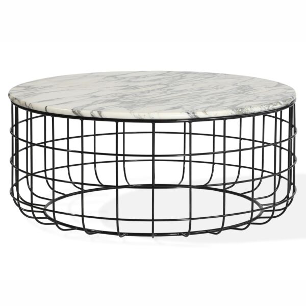 White Marble Top - Black Wire Frame
