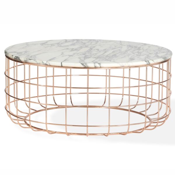 White Marble Top - Black Wire Frame