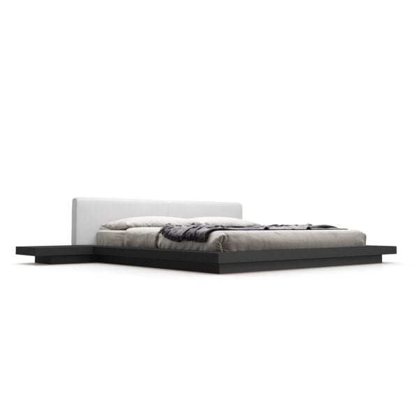 Worth Bed - White Eco Leather and Walnut