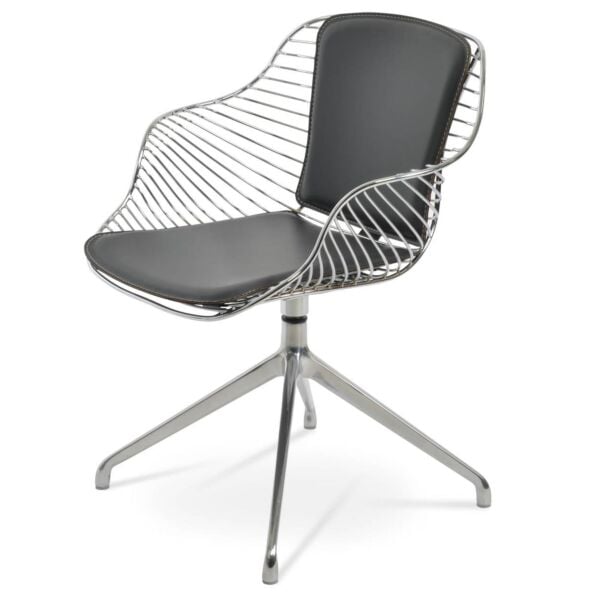 Black PPM-FR Leatherette - Chrome Finish Seat Frame on Polished Aluminum Base