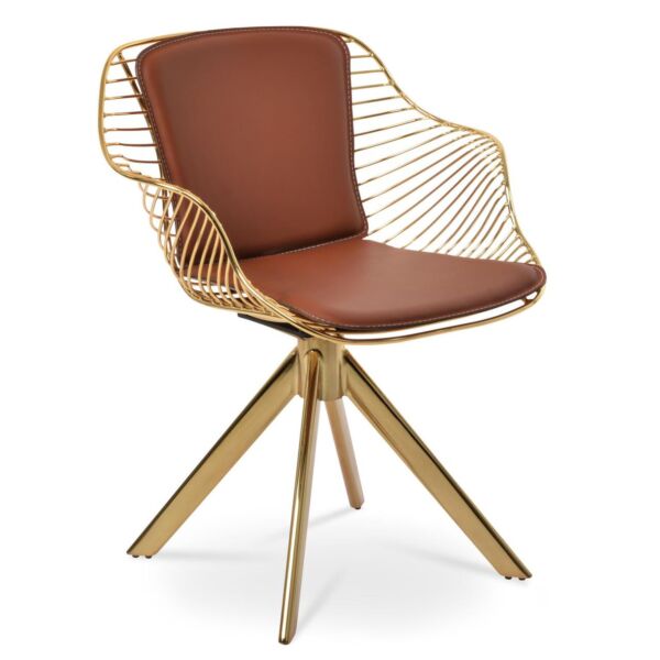Cinnamon PPM-FR Leatherette on Polished Gold Finish