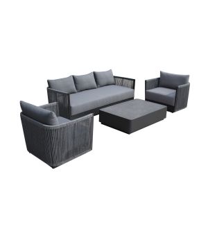 Bali Outdoor Black and Grey Sofa Set