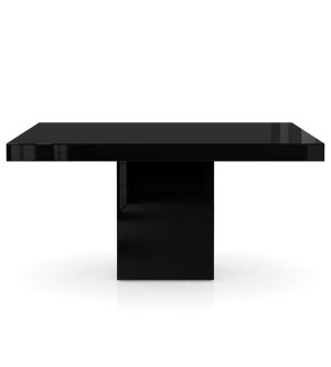 Beech Dining Table - Black Glass and Glossy Black Lacquer