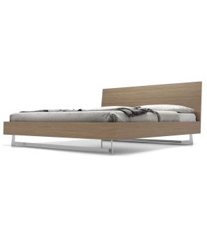 Headboard and Frame in Latte Walnut, Legs in Brushed Stainless Steel