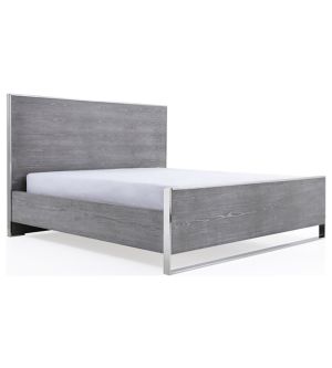 Charlene Modern Platform Grey Elm & Stainless Steel Bed