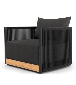 Cushions in Peppercorn Fabric, Body in Black Cord, Structure in Black Steel