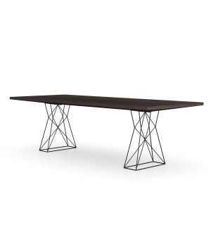 Curzon 102in. Dining Table - Smoked Oak on Matte Black Steel