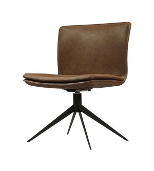 Duane Chair - Aged Caramel Leather on Matte Black Steel