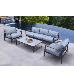 Kiowa Modern Outdoor Grey & Black Sofa Set