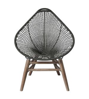 Lucida Accent Outdoor Chair - Dark Gray Regatta Cord, Frame in Weathered Eucalyptus