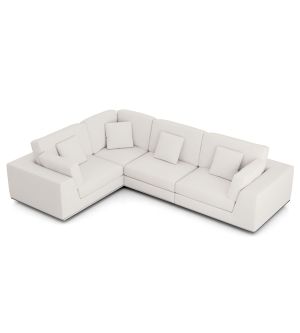 Perry Sectional 2 Arm Corner Compact Sofa - Chalk Fabric