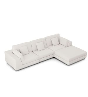Perry Sectional 3 Seat Sofa with Ottoman - Chalk Fabric