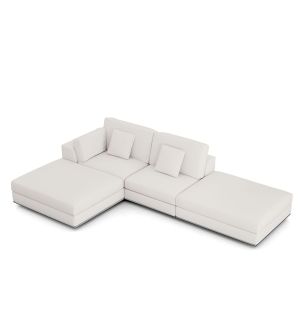 Perry Sectional Left Open Sofa with Ottoman - Chalk Fabric
