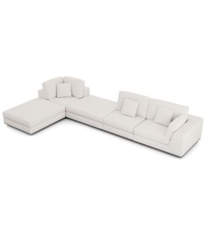 Perry Sectional Right Large 1 Arm Corner Sofa with Ottoman - Chalk Fabric