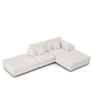Perry Sectional Right Open Sofa with Ottoman - Chalk Fabric