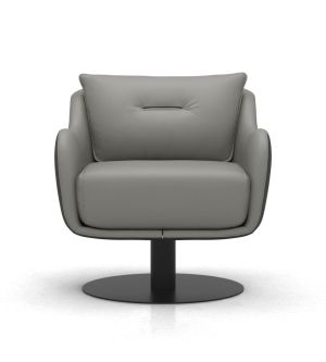 Platt Lounge Armchair - Warm Grey and Graphite Leathers