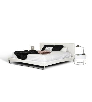 Ramona Modern Upholstered Platform White Leatherette Bed