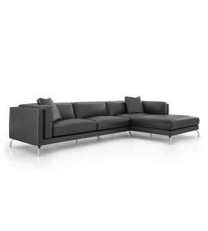 Reade Right Sectional Sofa - Graphite Leather