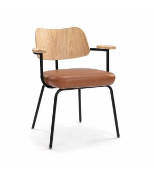 Chestnut Eco Leather - Solid American Ash - Black Powder Coated Steel