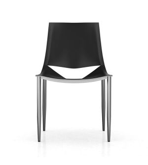 Sloane Dining Chair - Black Leather and Carbon Steel