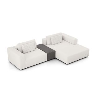 Spruce Right Mini Sectional with Armrest - Chalk Fabric