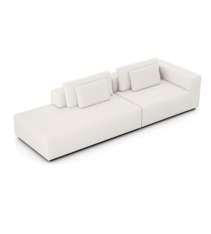 Spruce Right Sofa with End Unit - Chalk Fabric