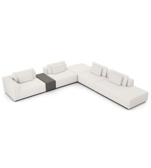 Spruce Sectional Left Arm Sofa with End Unit - Chalk Fabric