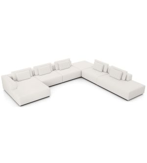 Spruce Sectional Left C Sofa with End Unit - Chalk Fabric