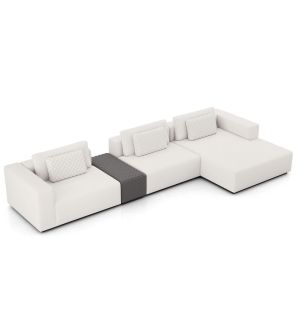 Spruce Sectional Sofa with Chaise and Armrest - Chalk Fabric