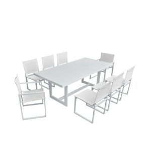 Wake Modern Outdoor White Dining Table Set