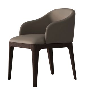 Wooster Dining Armchair - Castle Gray Eco Leather, Frame in Seared Ash Wood