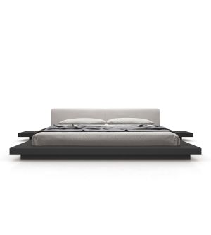 Worth Bed - Pearl Grey Eco Leather and Grey Oak