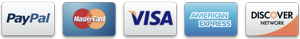 Accepted Payment Types are PayPal, Master Card, Visa, American Express and Discover