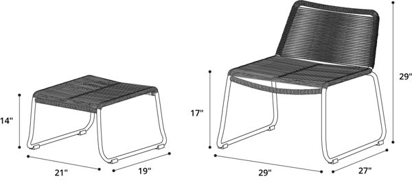 Barclay Lounge Chair and Ottoman Dimensions