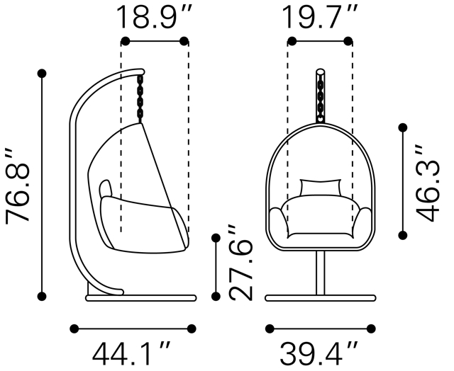 Bilbao Hanging Chair Dimensions