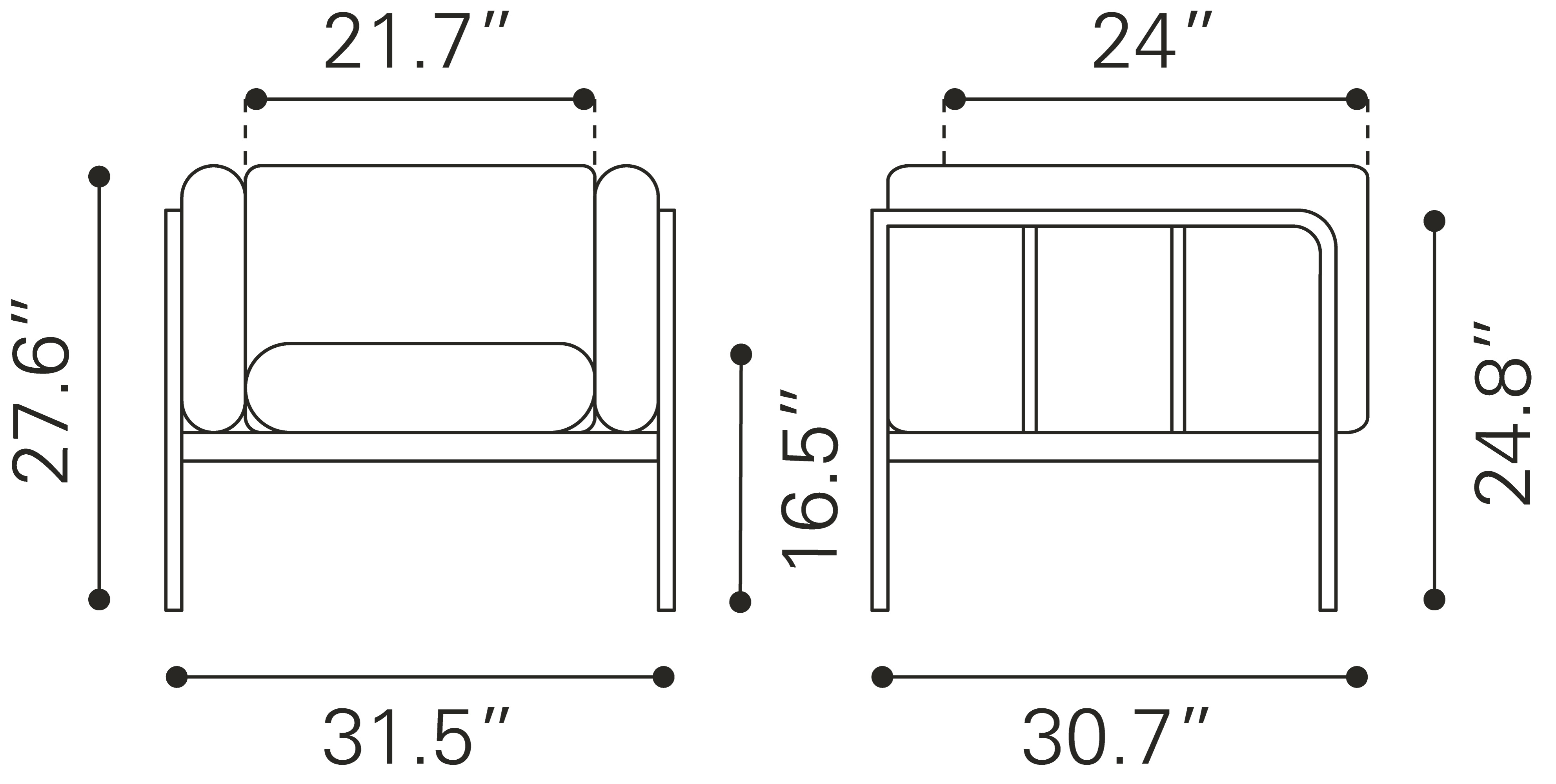 Cancun Outdoor Arm Chair Dimensions