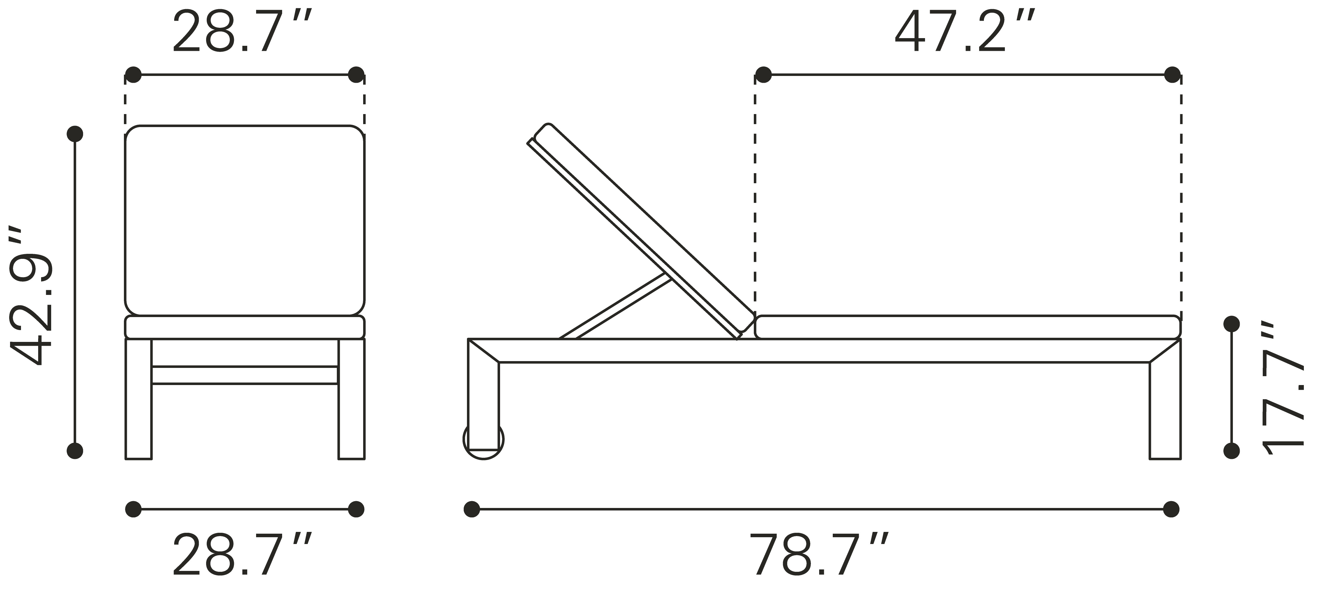 Cozumel Outdoor Lounge Chair Dimensions