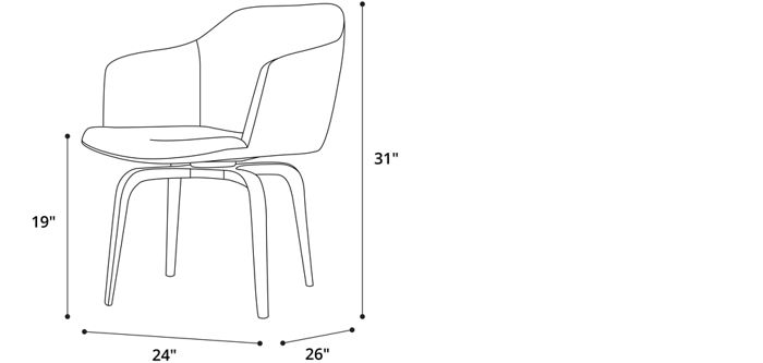 Hayes Swivel Arm Chair Dimensions