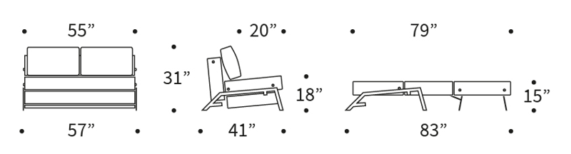 Cubed 02 Full Size Sofa Bed Dimensions