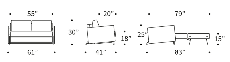 Cubed 02 Full Size Sofa Bed with Arms Dimensions