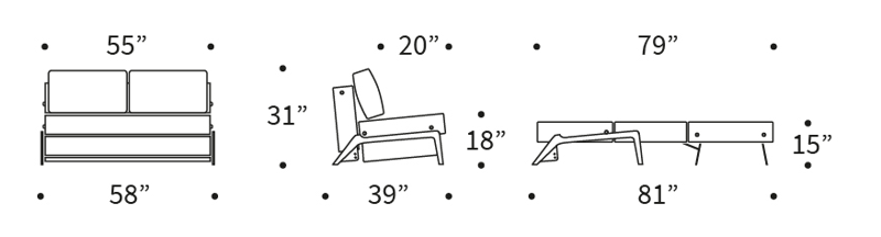 Cubed 02 Full Size Sofa Bed Dimensions