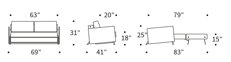 Cubed 02 Queen Size Sofa Bed with Arms Dimensions