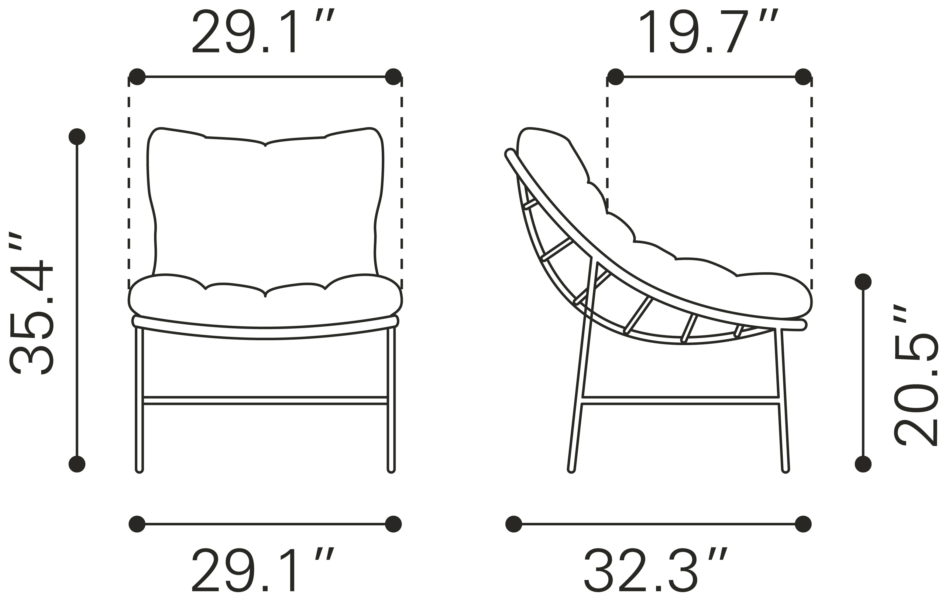 Merilyn Outdoor Accent Chair Dimensions