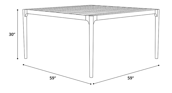 Clifton 59 in. Outdoor Dining Table Dimensions