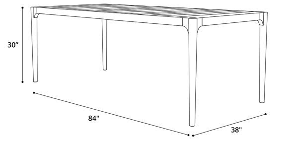 Clifton 84 in. Outdoor Dining Table Dimensions